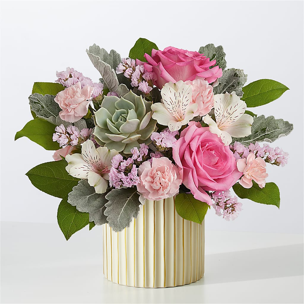 Dusty Rose Bouquet with Ivory Vase – The Rustic Chicken, Copperas Cove TX