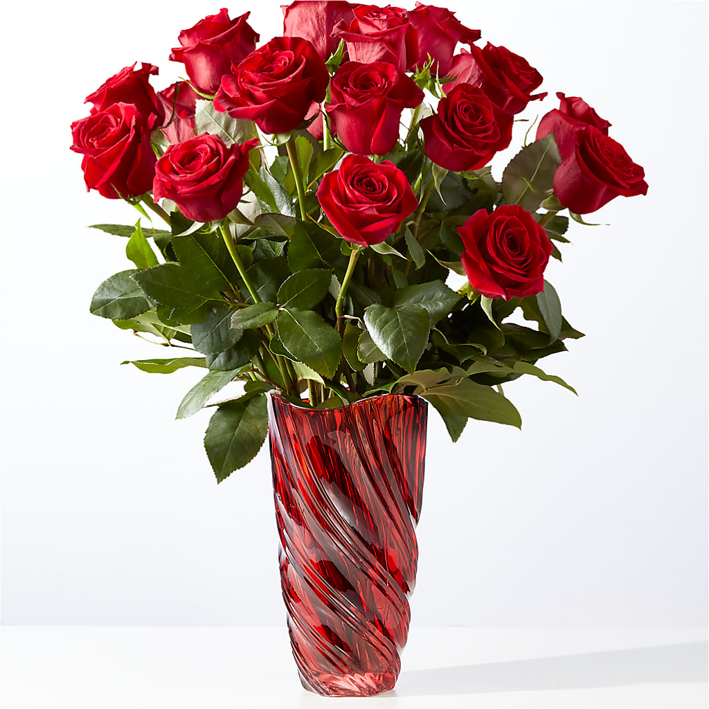 Classic Love Red Rose Bouquet with Luxe Swirl Vase – The Rustic Chicken, Copperas Cove TX