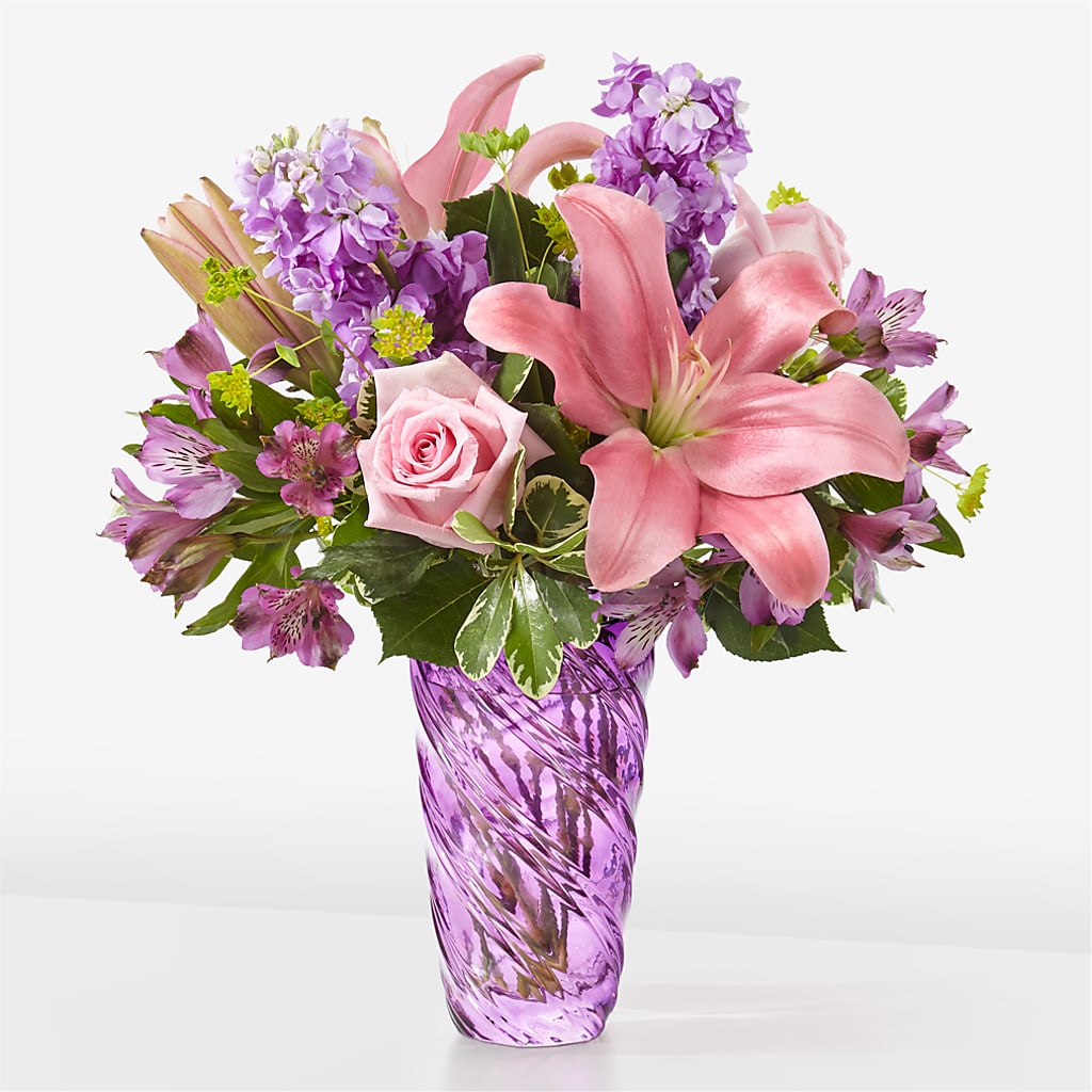 Precious Petals Bouquet with Luxe Swirl Vase – The Rustic Chicken, Copperas Cove TX