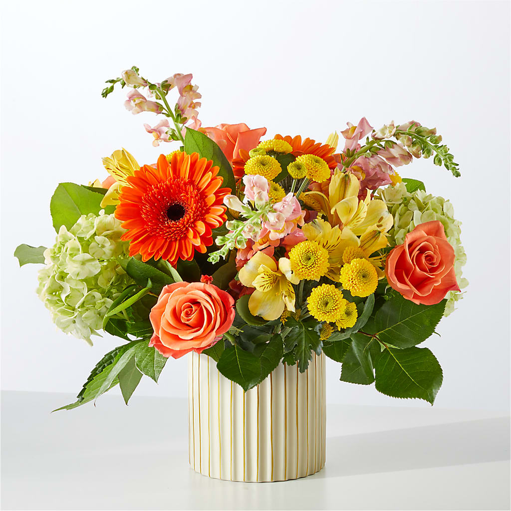Autumn Sunshine Bouquet with Ivory Vase –  The Rustic Chicken, Copperas Cove TX